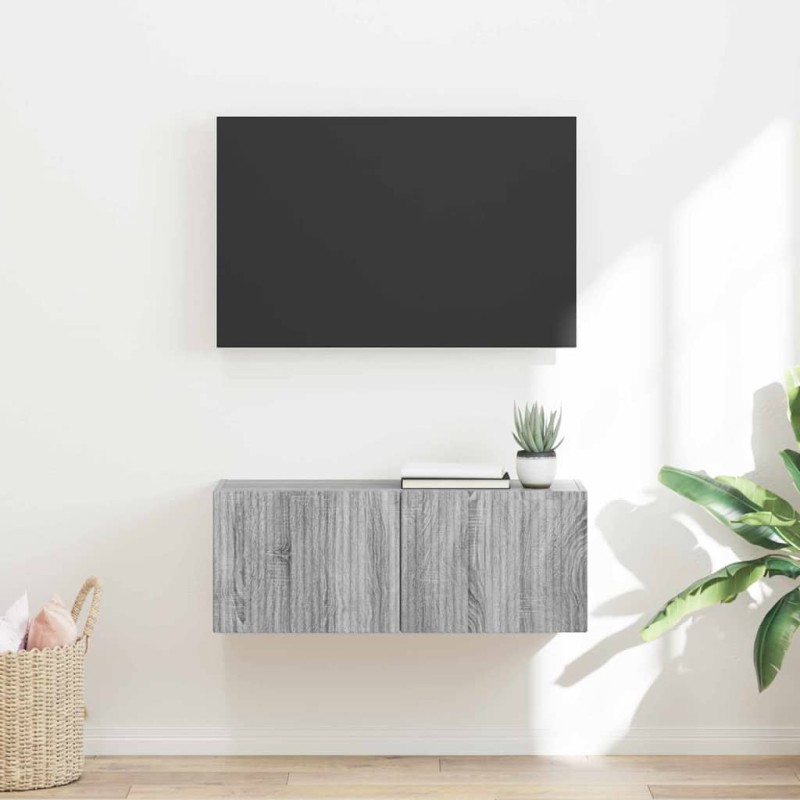 vidaXL Ντουλάπι Τηλεόρασης Τοίχου 78,5 x 31 x 29,5 εκ Γκρίζο Σονομα