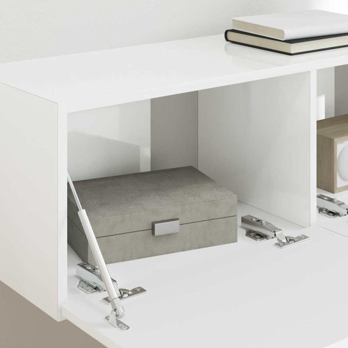 vidaXL Ντουλάπι Τηλεόρασης Τοίχου 98 x 31 x 29,5 εκ Λαμπερό Λευκό