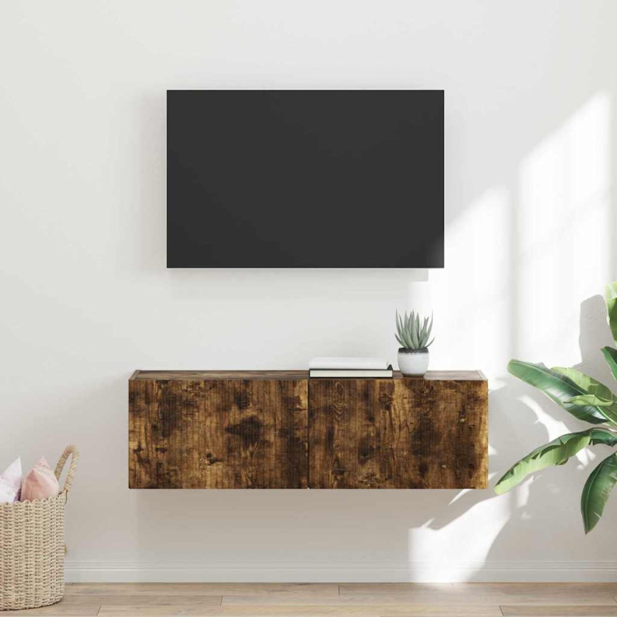 vidaXL Ντουλάπι Τηλεόρασης Τοίχου 98 x 31 x 29,5 εκ Καπνιστό Δρύς