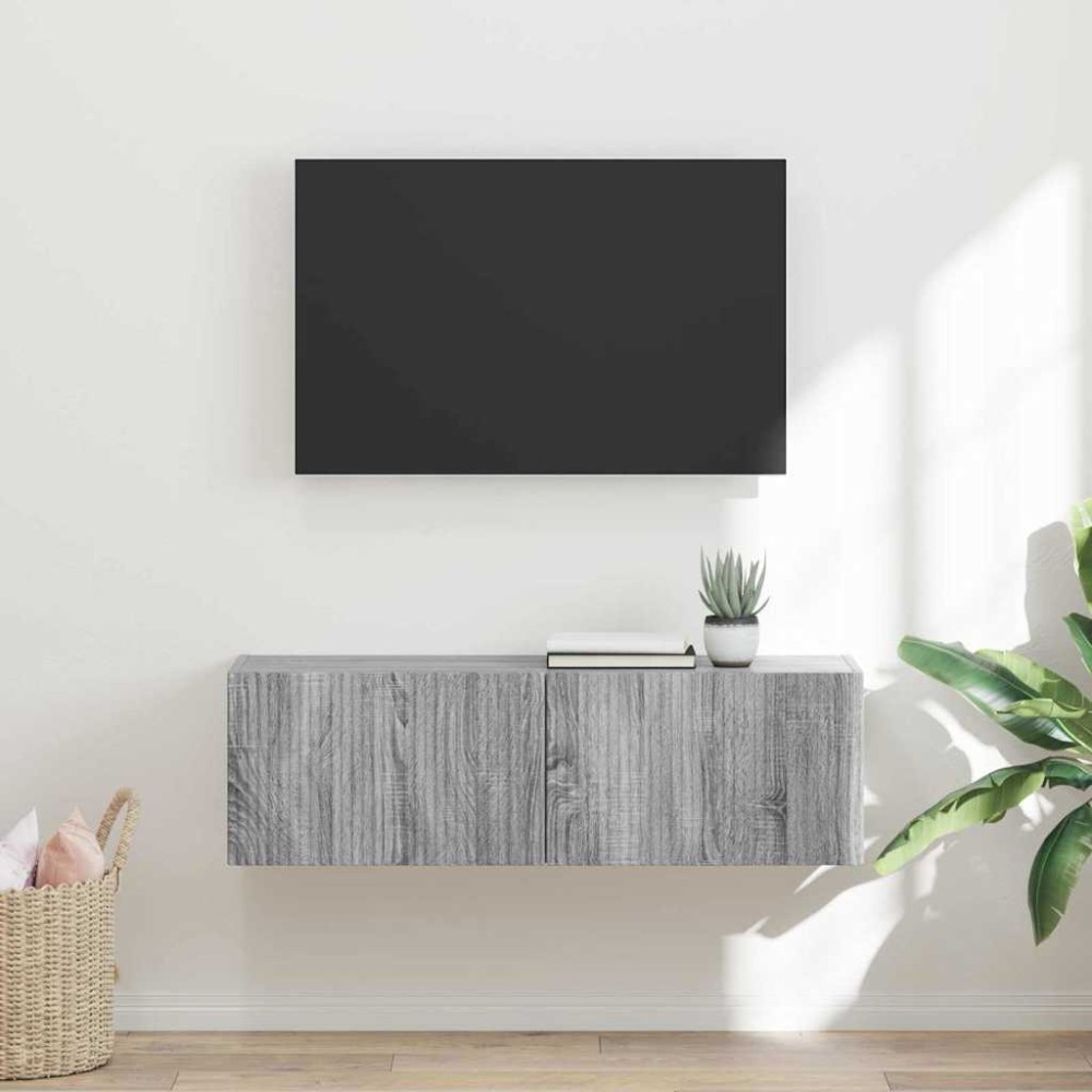 vidaXL Ντουλάπι Τηλεόρασης Τοίχου 98 x 31 x 29,5 εκ Γκρίζο Σονομα