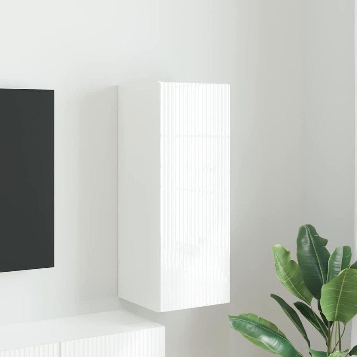 vidaXL Ντουλάπι Τηλεόρασης Τοίχου 30 x 31 x 80 εκ. Λαμπερό Λευκό