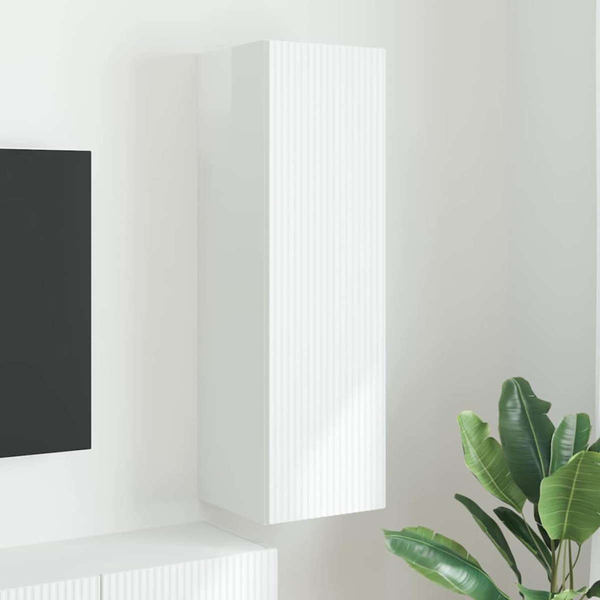 vidaXL Ντουλάπι Τηλεόρασης Τοίχου 30 x 31 x 100 εκ. Λαμπερό Λευκό