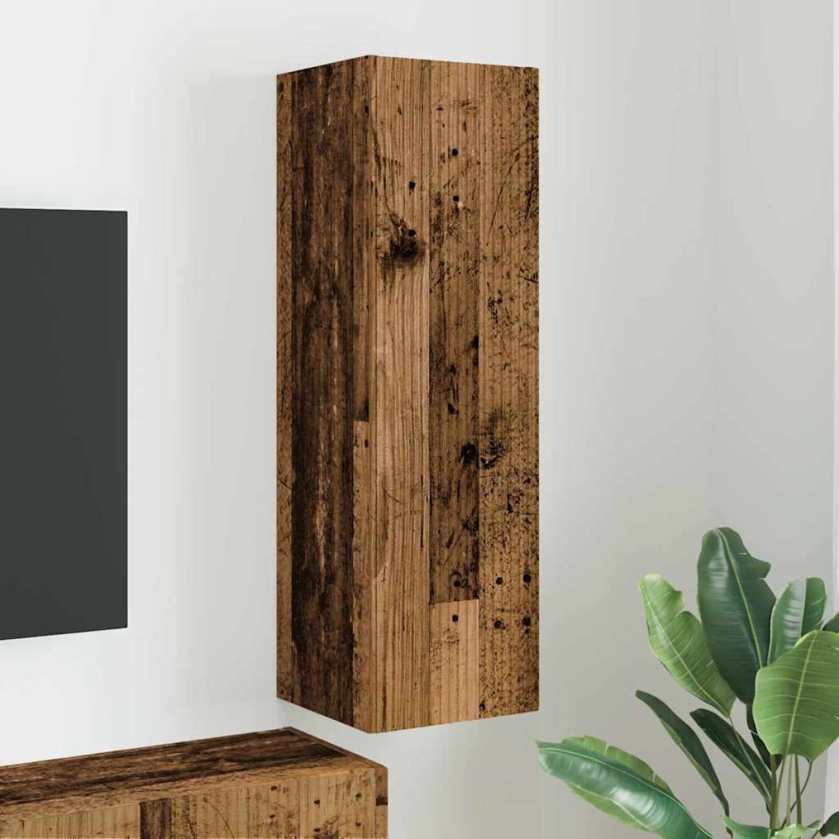 vidaXL Ντουλάπι Τηλεόρασης Τοίχου 30 x 31 x 100 εκ. Παλιό Ξύλο