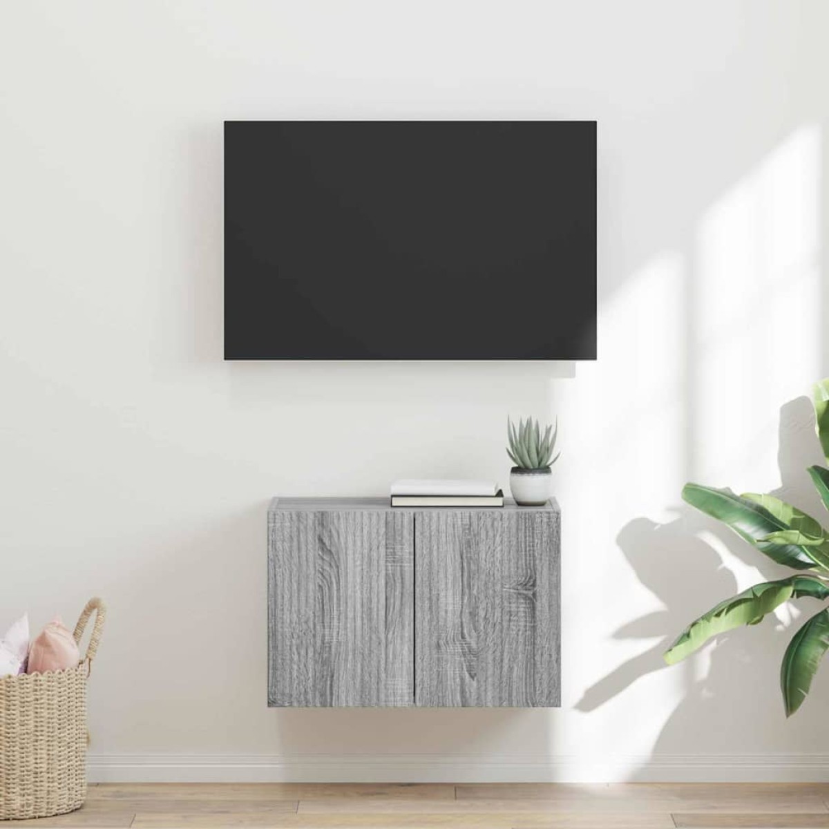 vidaXL Ντουλάπι Τηλεόρασης Τοίχου 59,5 x 31 x 40 εκ Γκρίζο Σονομα