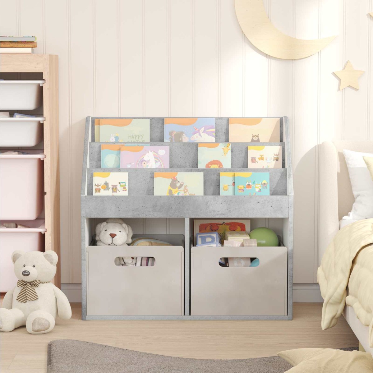 vidaXL Βιβλιοθήκη Παιδιών Σκυρόδεμα Γκρι 72,5 x 29,5 x 69 εκ