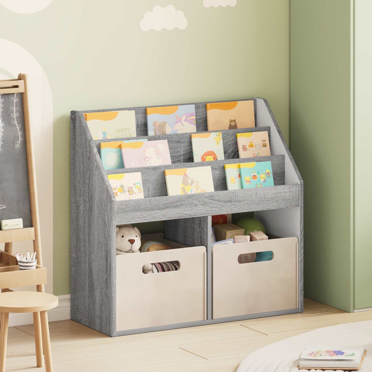 vidaXL Βιβλιοθήκη Παιδιών Γκρίζο Σονομα 72,5 x 29,5 x 69 εκ