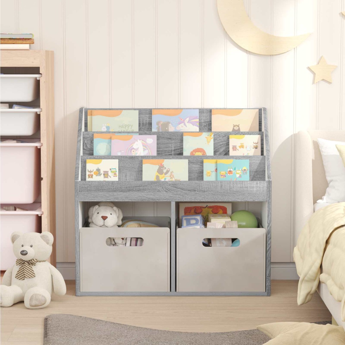 vidaXL Βιβλιοθήκη Παιδιών Γκρίζο Σονομα 72,5 x 29,5 x 69 εκ