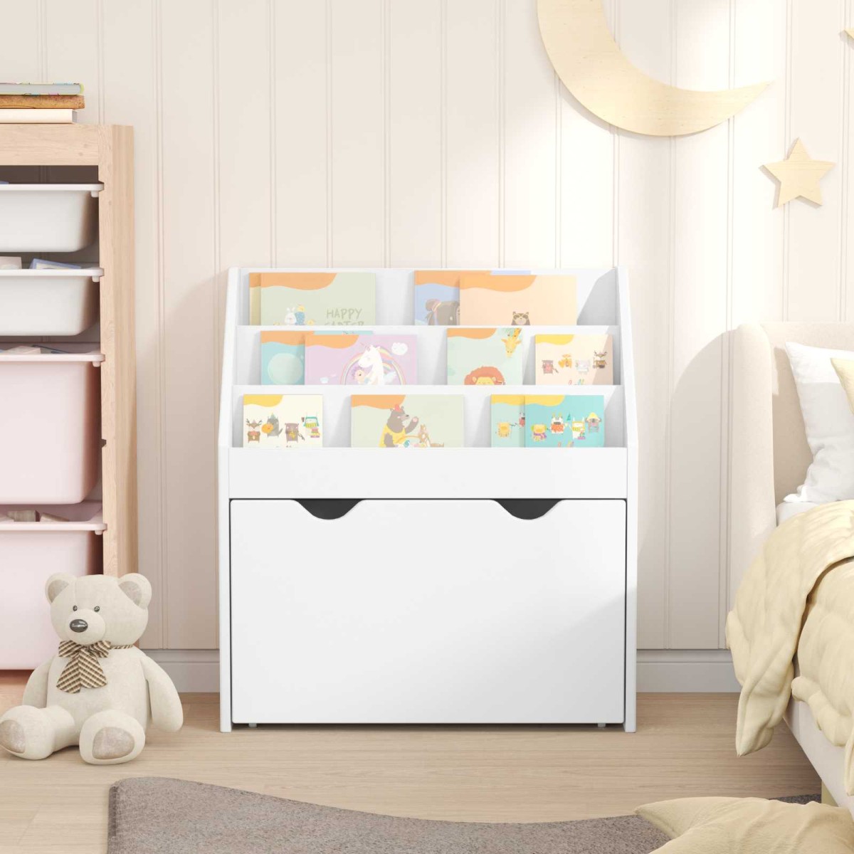vidaXL Βιβλιοθήκη Παιδιών Λευκό 60 x 29,5 x 69 εκ Επεξεργασμένο Ξύλο