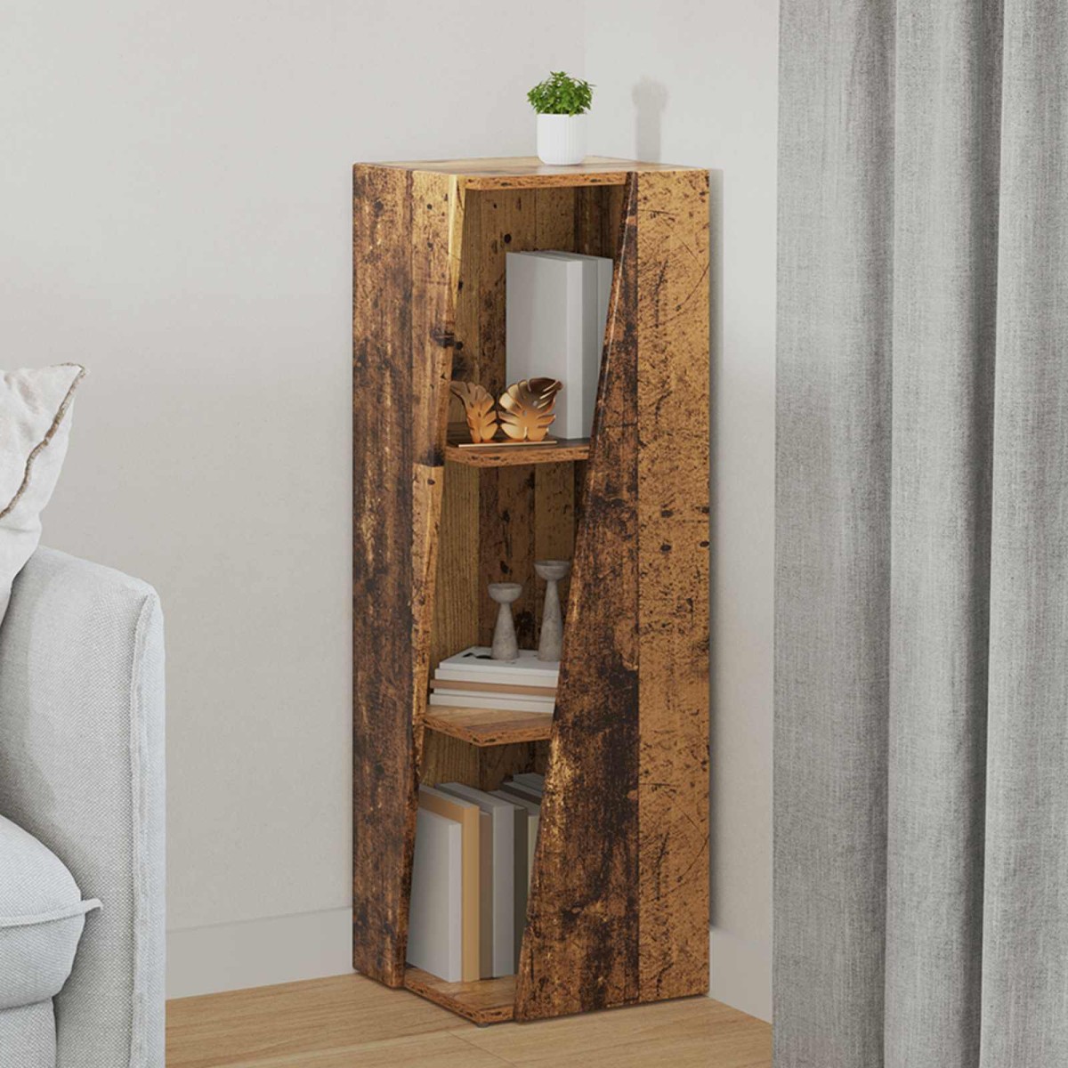 vidaXL Πλευρικό Ράφι 33 x 32 x 100,5 εκ Επεξεργασμένο Ξύλο Παλιό ξύλο