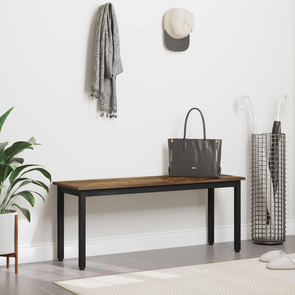vidaXL παγκάκι Καπνιστό Δρύς 110 x 35 x 45 cm Επεξεργασμένο Ξύλο