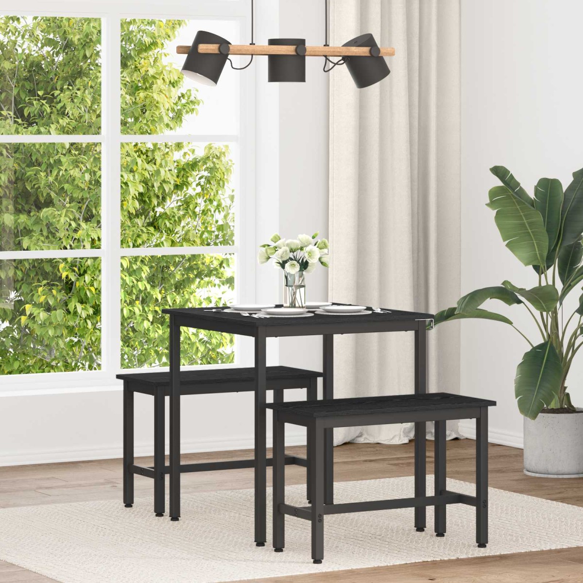vidaXL Τραπεζαρίες 70 x 70 x 75 cm Επεξεργασμένο Ξύλο Μαύρη Δρυς