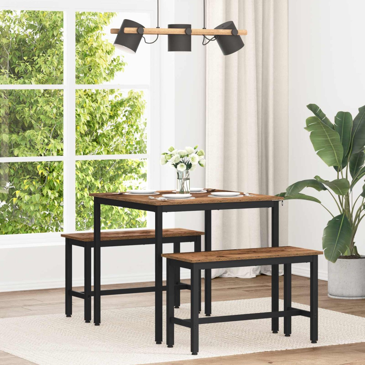 vidaXL Τραπεζαρίες 80 x 80 x 75 cm Επεξεργασμένο Ξύλο Ξύλο δρυός