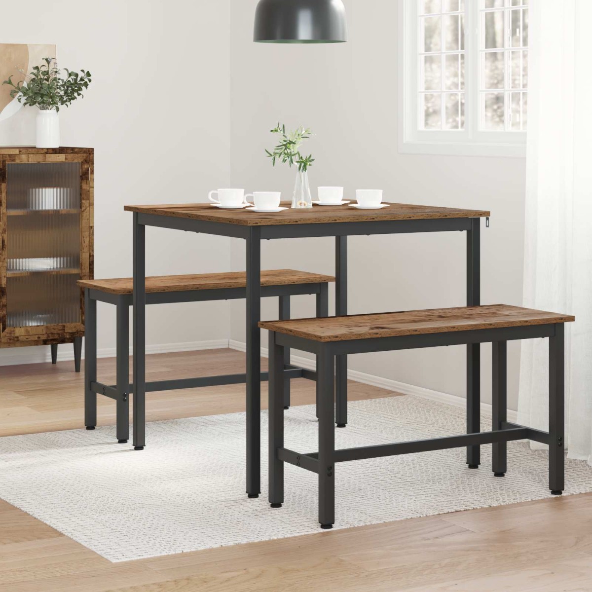 vidaXL Τραπεζαρίες 80 x 80 x 75 cm Επεξεργασμένο Ξύλο Ξύλο δρυός