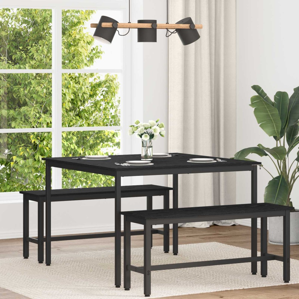 vidaXL Τραπεζαρίες 110 x 110 x 75 cm Επεξεργασμένο Ξύλο Μαύρη Δρυς