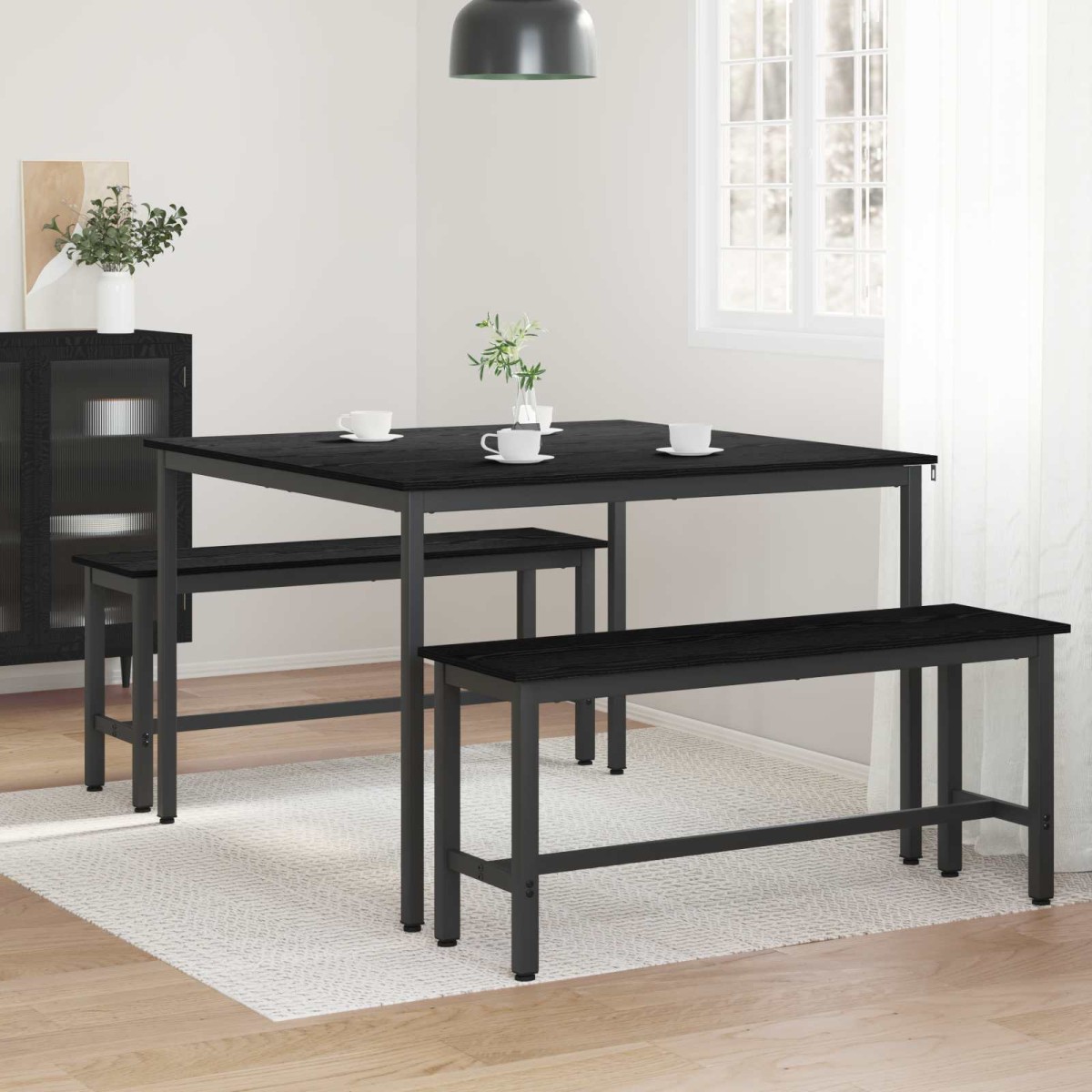vidaXL Τραπεζαρίες 110 x 110 x 75 cm Επεξεργασμένο Ξύλο Μαύρη Δρυς
