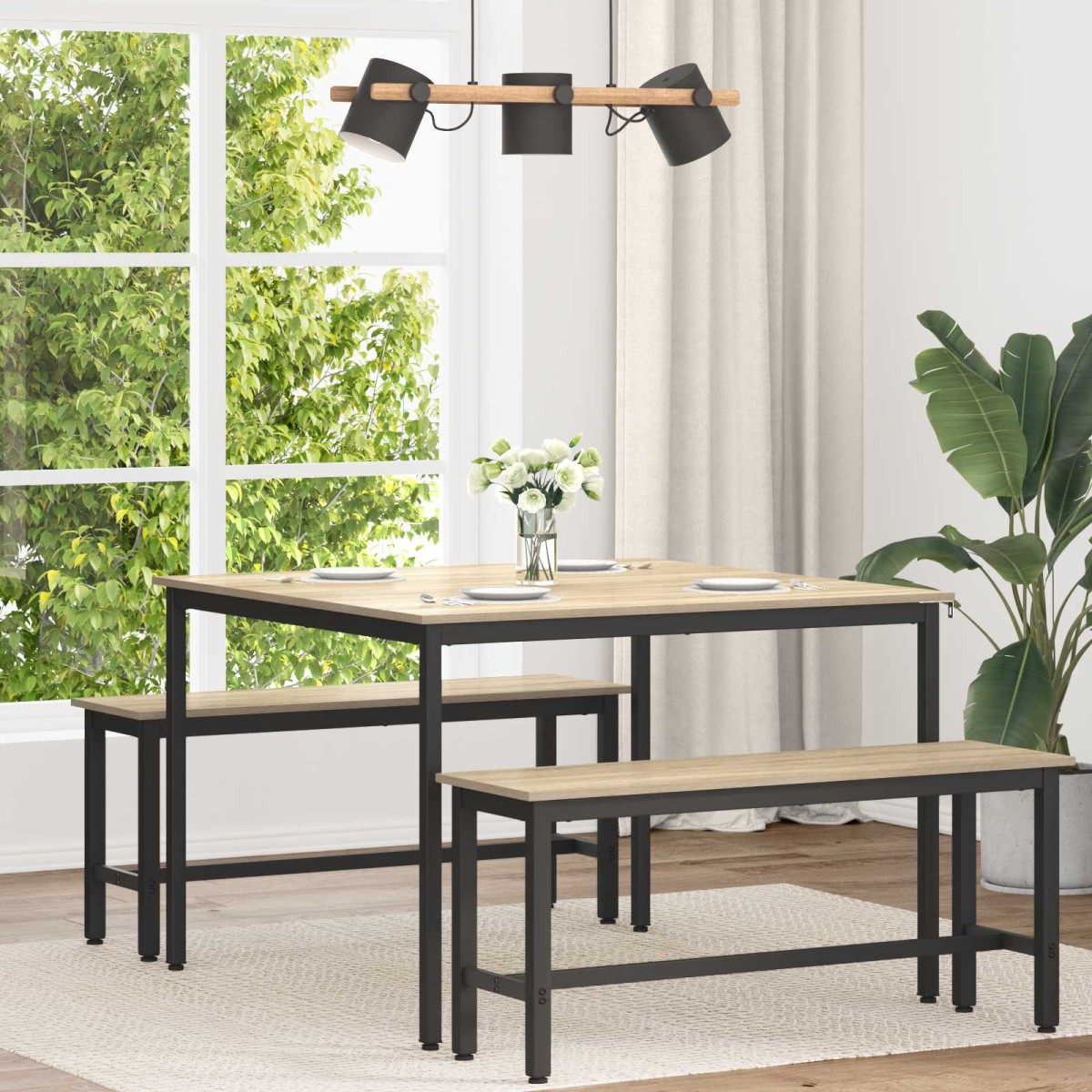 vidaXL Τραπεζαρίες 110 x 110 x 75 cm Επεξεργασμένο Ξύλο Sonoma Δρυς