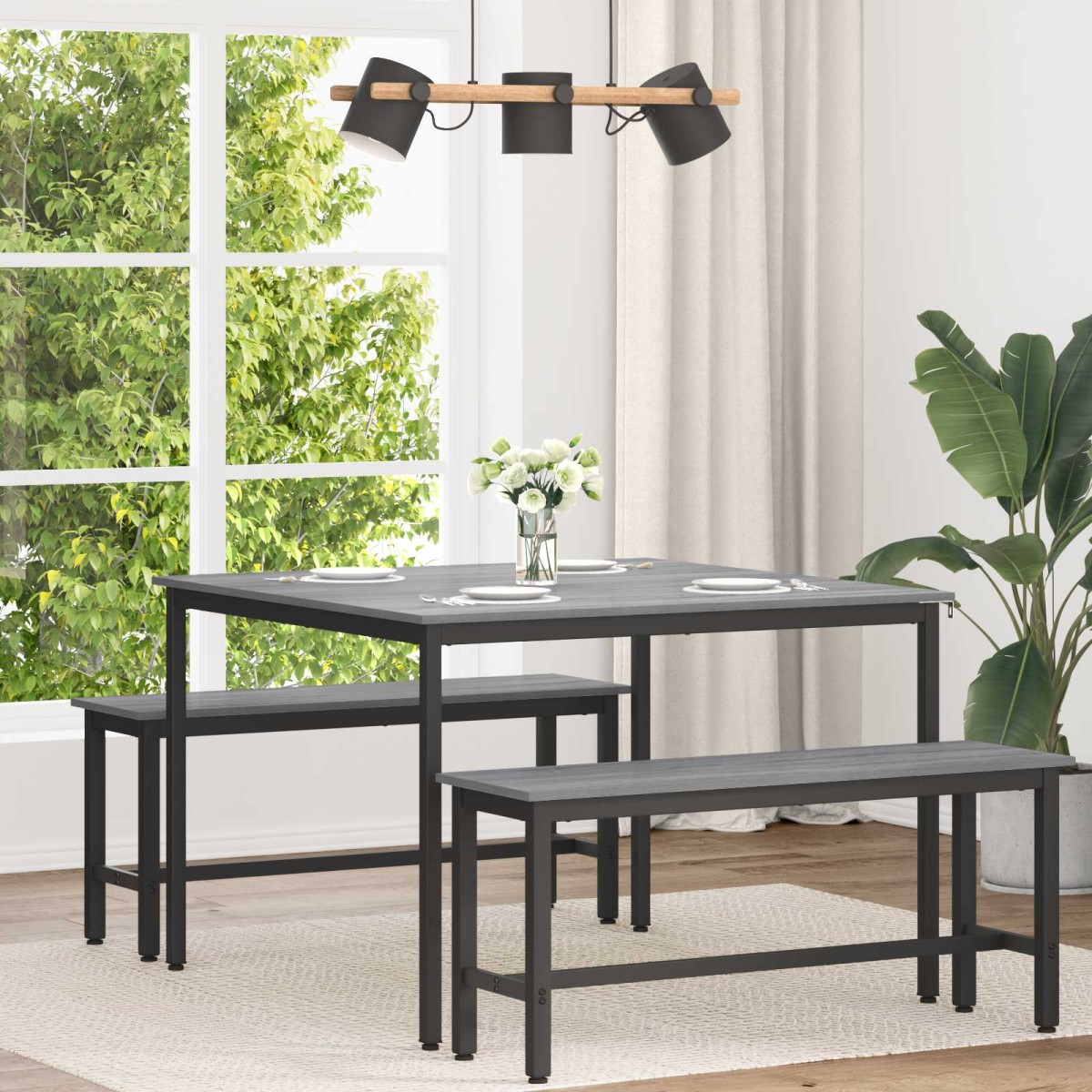 vidaXL Τραπεζαρίες 110 x 110 x 75 cm Επεξεργασμένο Ξύλο Γκρι Sonoma