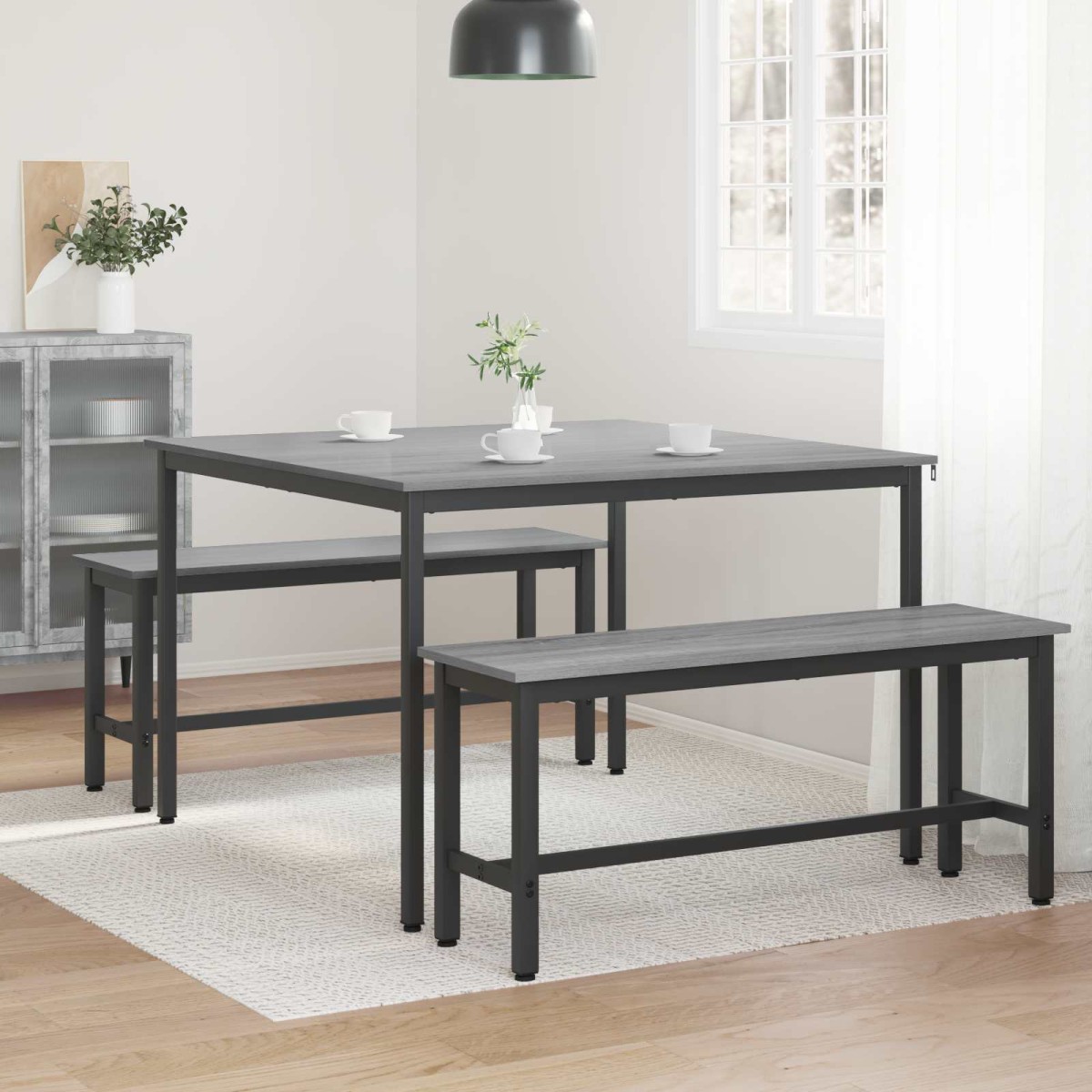 vidaXL Τραπεζαρίες 110 x 110 x 75 cm Επεξεργασμένο Ξύλο Γκρι Sonoma