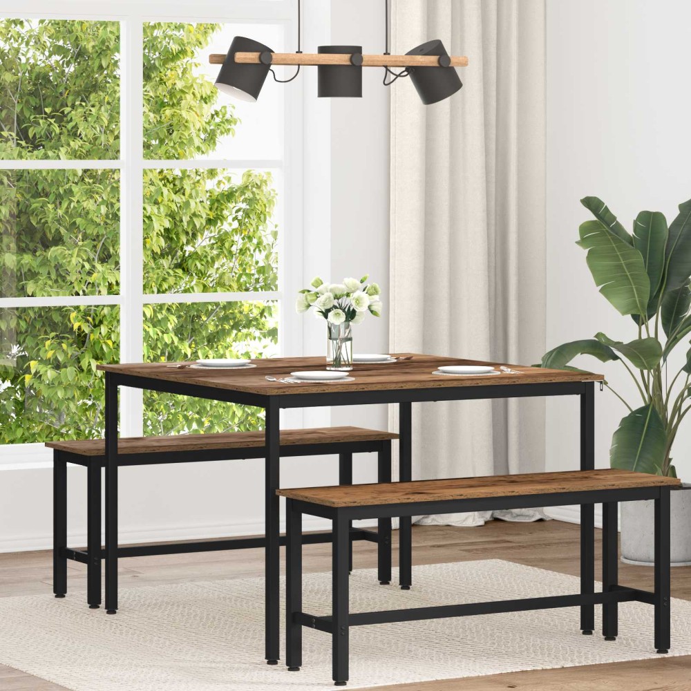 vidaXL Τραπεζαρίες 110 x 110 x 75 cm Επεξεργασμένο Ξύλο Ξύλο δρυός