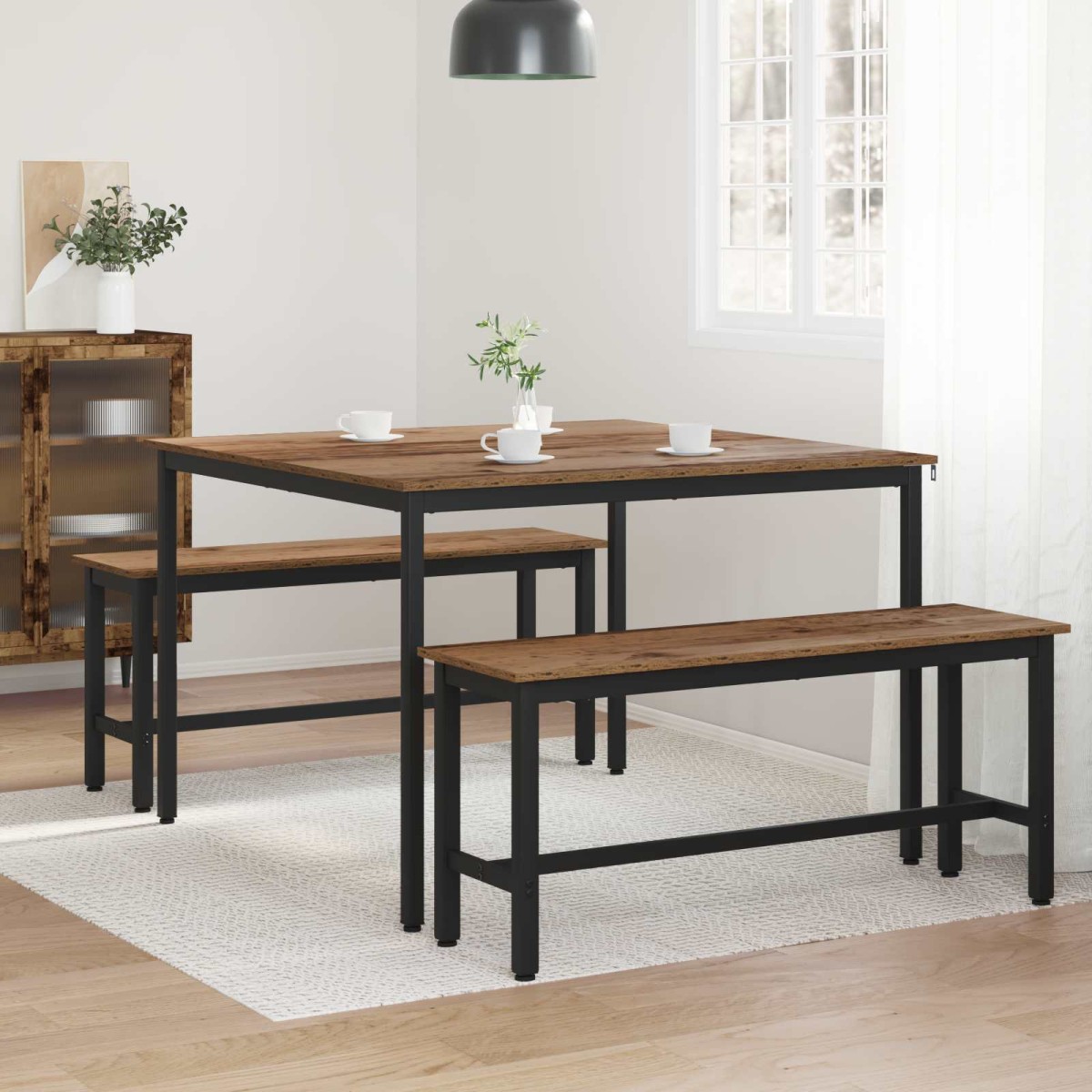 vidaXL Τραπεζαρίες 110 x 110 x 75 cm Επεξεργασμένο Ξύλο Ξύλο δρυός