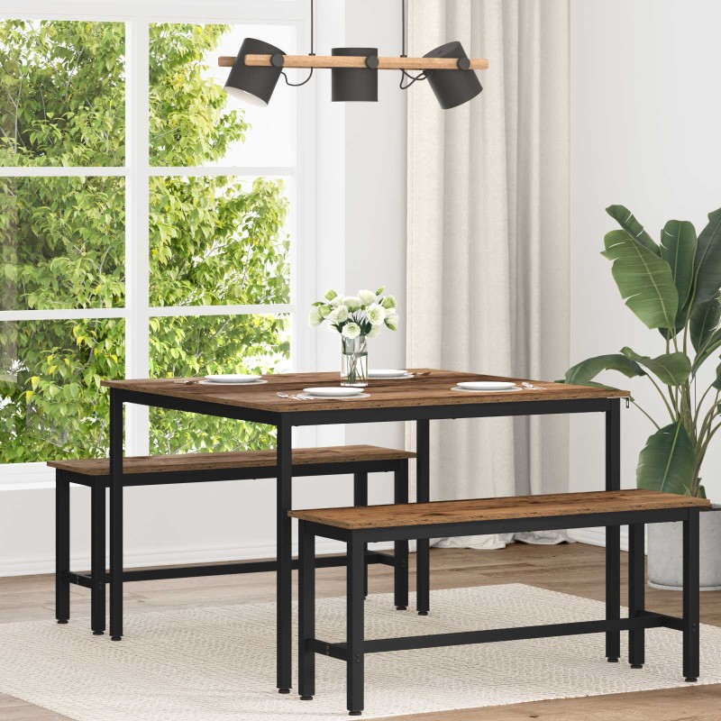 vidaXL Τραπεζαρίες 110 x 110 x 75 cm Επεξεργασμένο Ξύλο Ξύλο δρυός