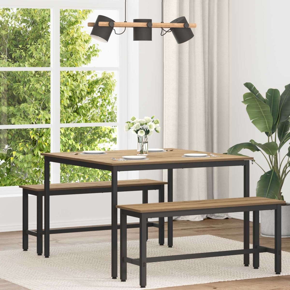 vidaXL Τραπεζαρίες 110 x 110 x 75 cm Επεξεργασμένο Ξύλο Artisan Δρυς