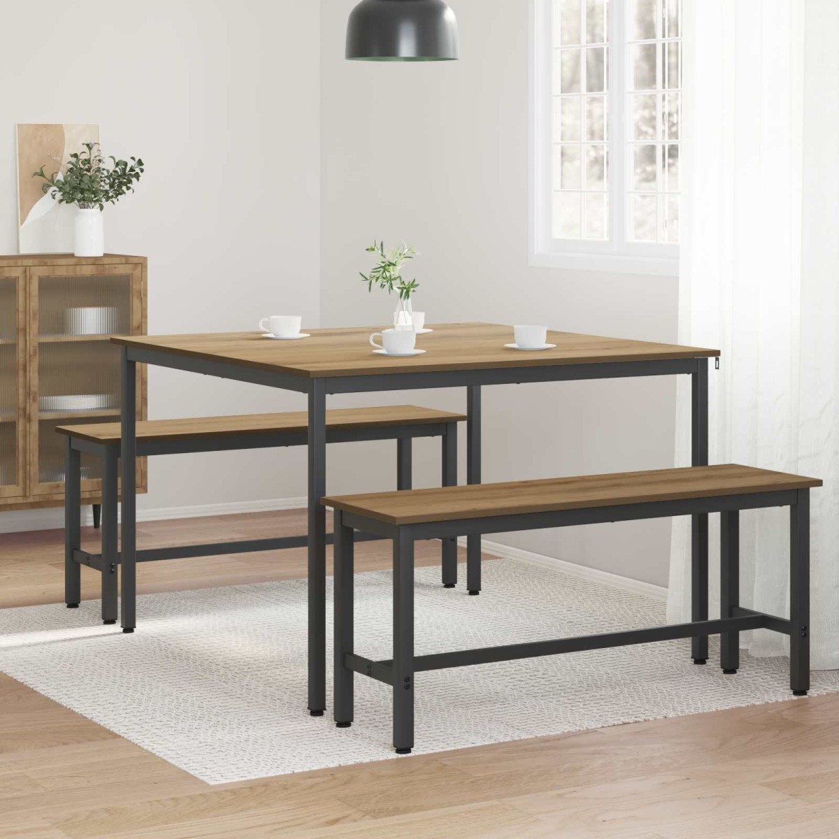 vidaXL Τραπεζαρίες 110 x 110 x 75 cm Επεξεργασμένο Ξύλο Artisan Δρυς