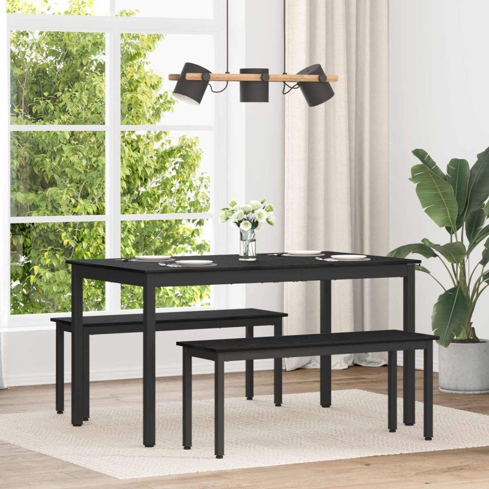 vidaXL Τραπεζαρίες 140 x 80 x 75 cm Επεξεργασμένο Ξύλο Μαύρη Δρυς