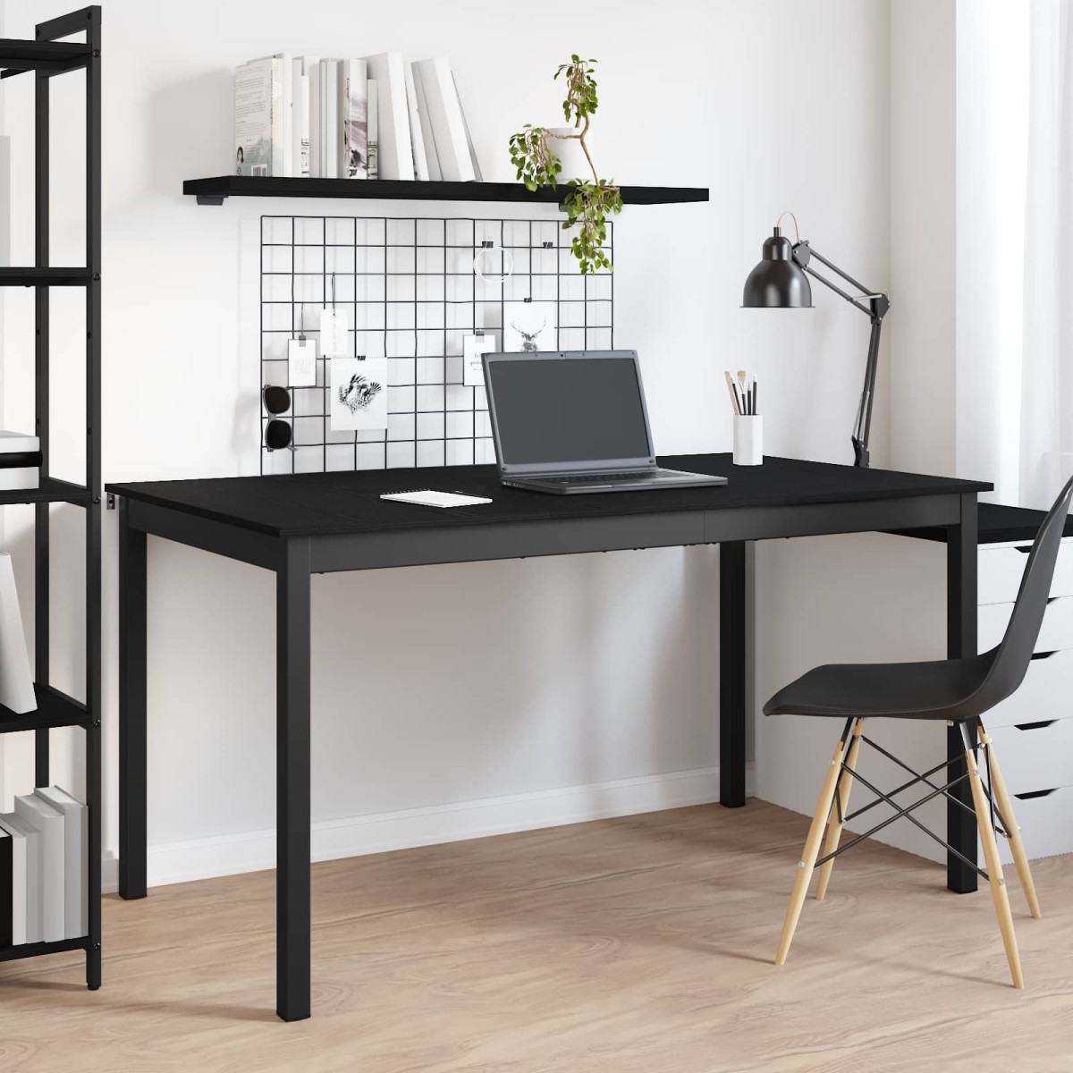 vidaXL Τραπεζαρίες 140 x 80 x 75 cm Επεξεργασμένο Ξύλο Μαύρη Δρυς