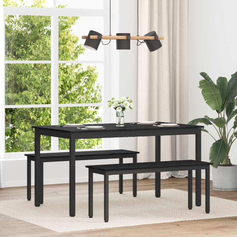vidaXL Τραπεζαρίες 140 x 80 x 75 cm Επεξεργασμένο Ξύλο Μαύρη Δρυς