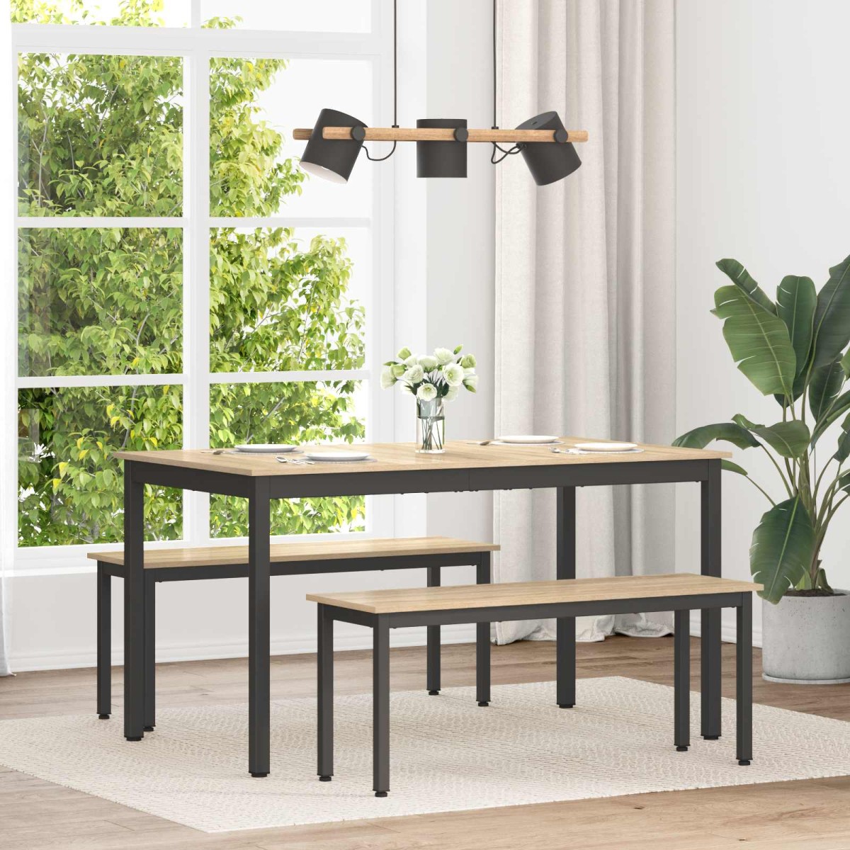vidaXL Τραπεζαρίες 140 x 80 x 75 cm Επεξεργασμένο Ξύλο Sonoma Δρυς