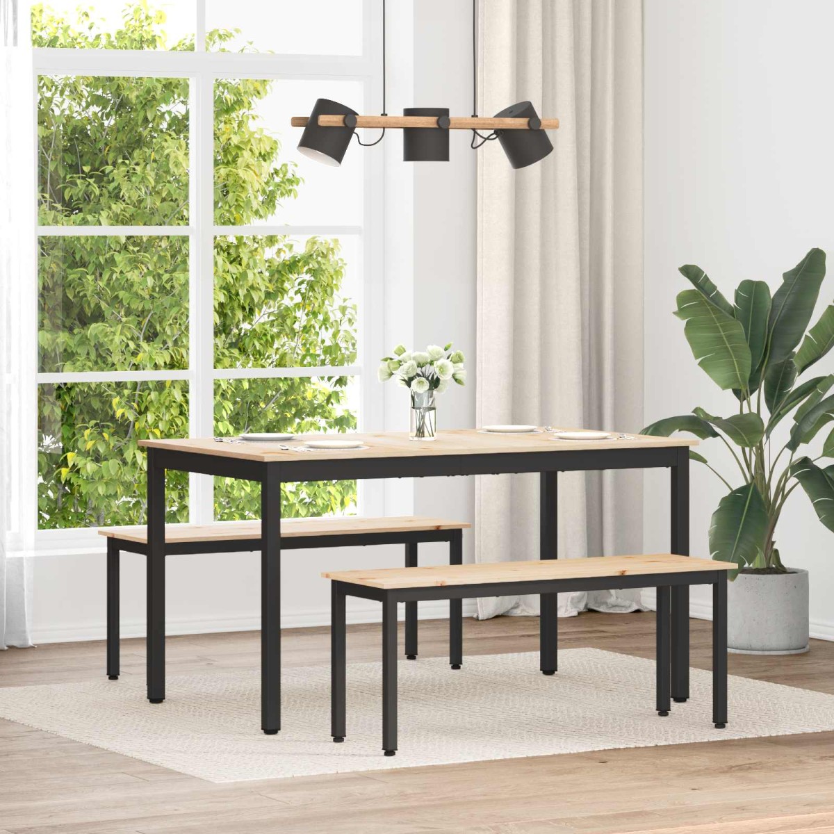 vidaXL παγκάκι Φυσικό 110 x 35 x 45 cm Στερεά ξυλεία πεύκου