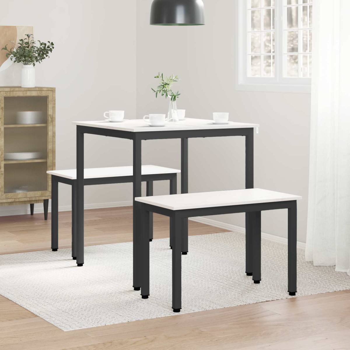 vidaXL Τραπεζαρία Λευκό 70 x 70 x 75 cm Στερεά ξυλεία πεύκου