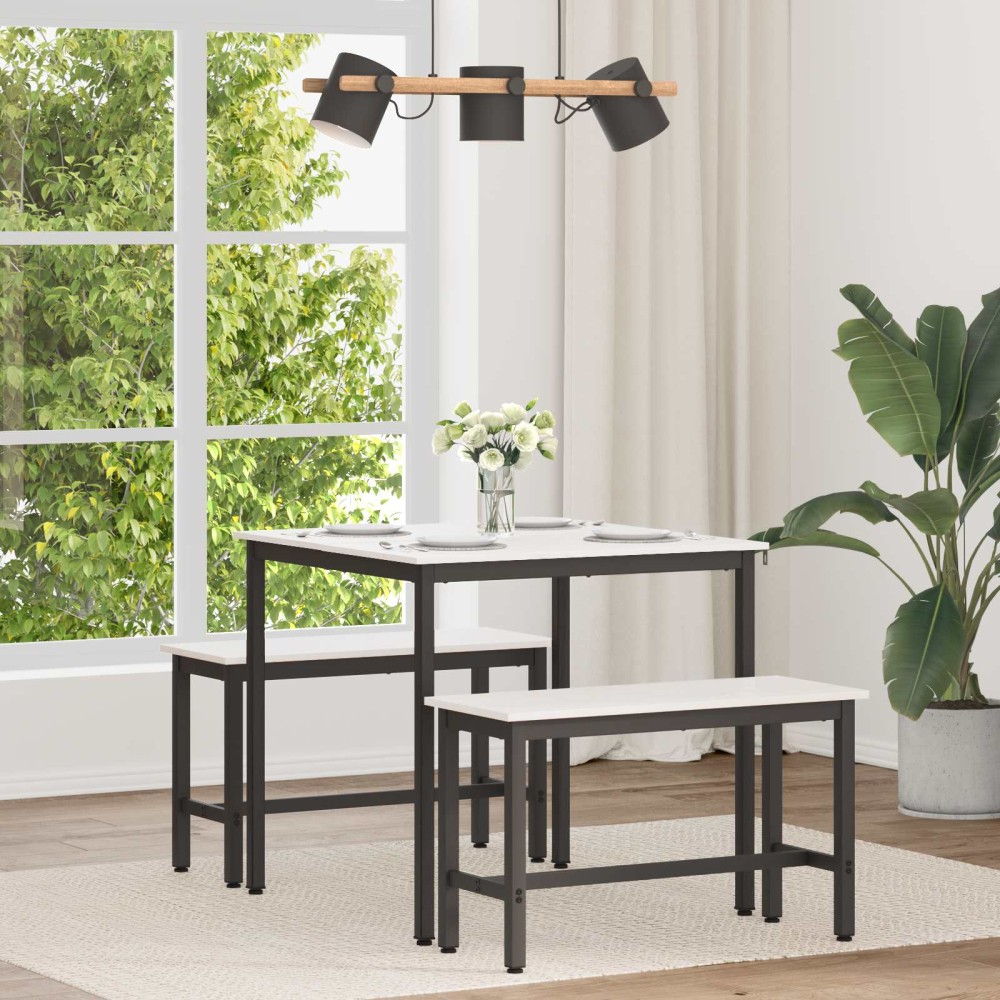 vidaXL Τραπεζαρία Λευκό 80 x 80 x 75 cm Στερεά ξυλεία πεύκου