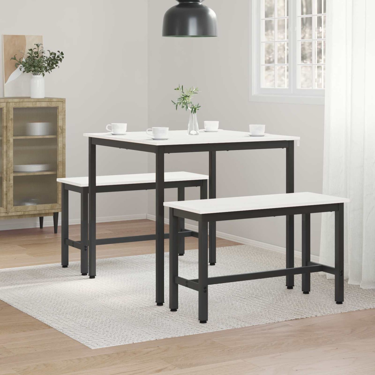 vidaXL Τραπεζαρία Λευκό 80 x 80 x 75 cm Στερεά ξυλεία πεύκου
