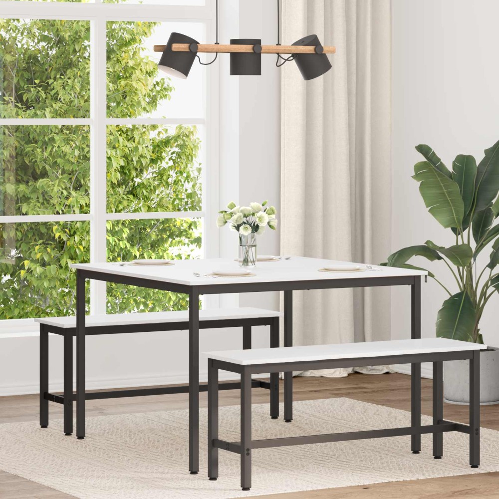 vidaXL Τραπεζαρία Λευκό 110 x 110 x 75 cm Στερεά ξυλεία πεύκου