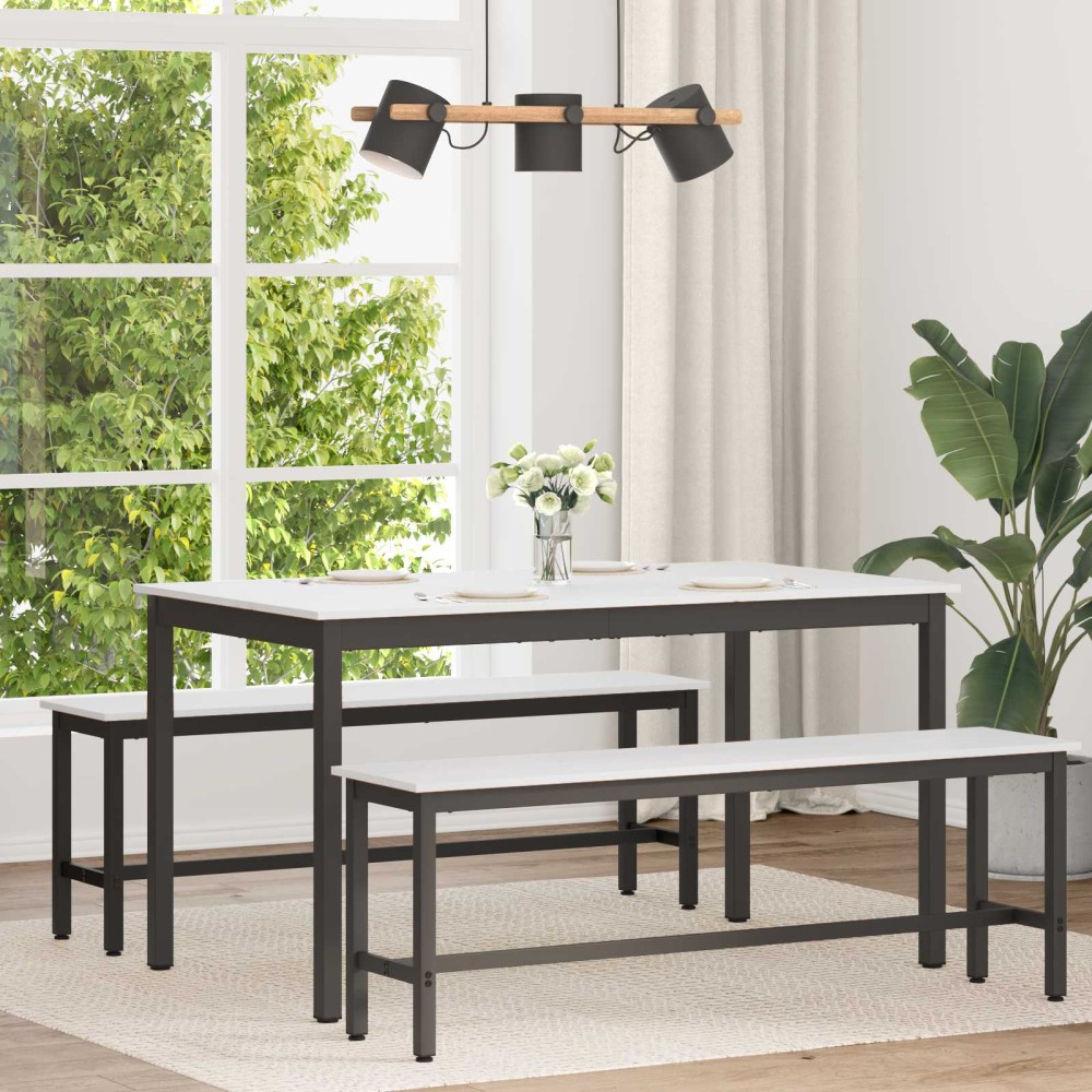 vidaXL Τραπεζαρία Λευκό 140 x 80 x 75 cm Στερεά ξυλεία πεύκου
