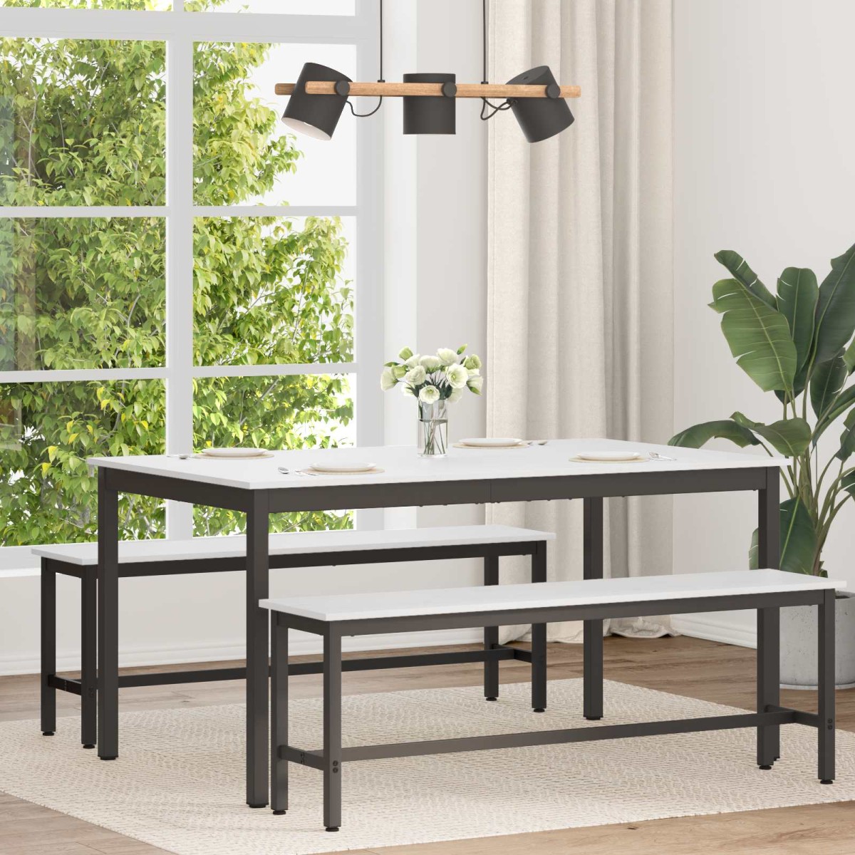 vidaXL Τραπεζαρία Λευκό 150 x 90 x 75 cm Στερεά ξυλεία πεύκου