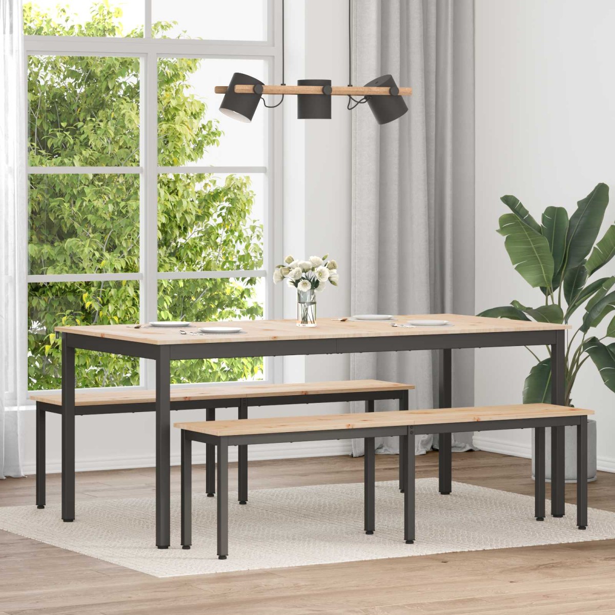 vidaXL Τραπεζαρία Φυσικό 180 x 90 x 75 cm Στερεά ξυλεία πεύκου