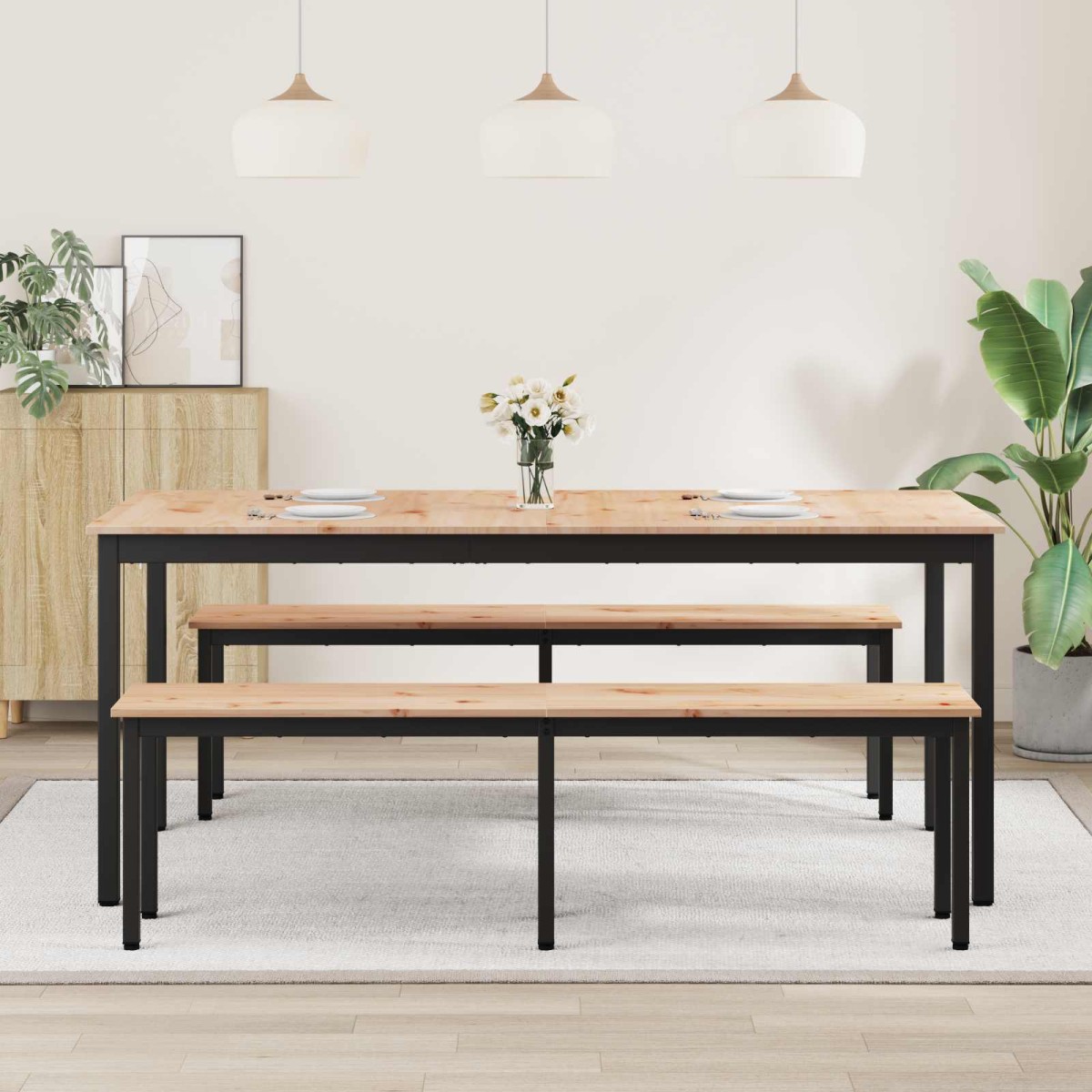 vidaXL Τραπεζαρία Φυσικό 180 x 90 x 75 cm Στερεά ξυλεία πεύκου