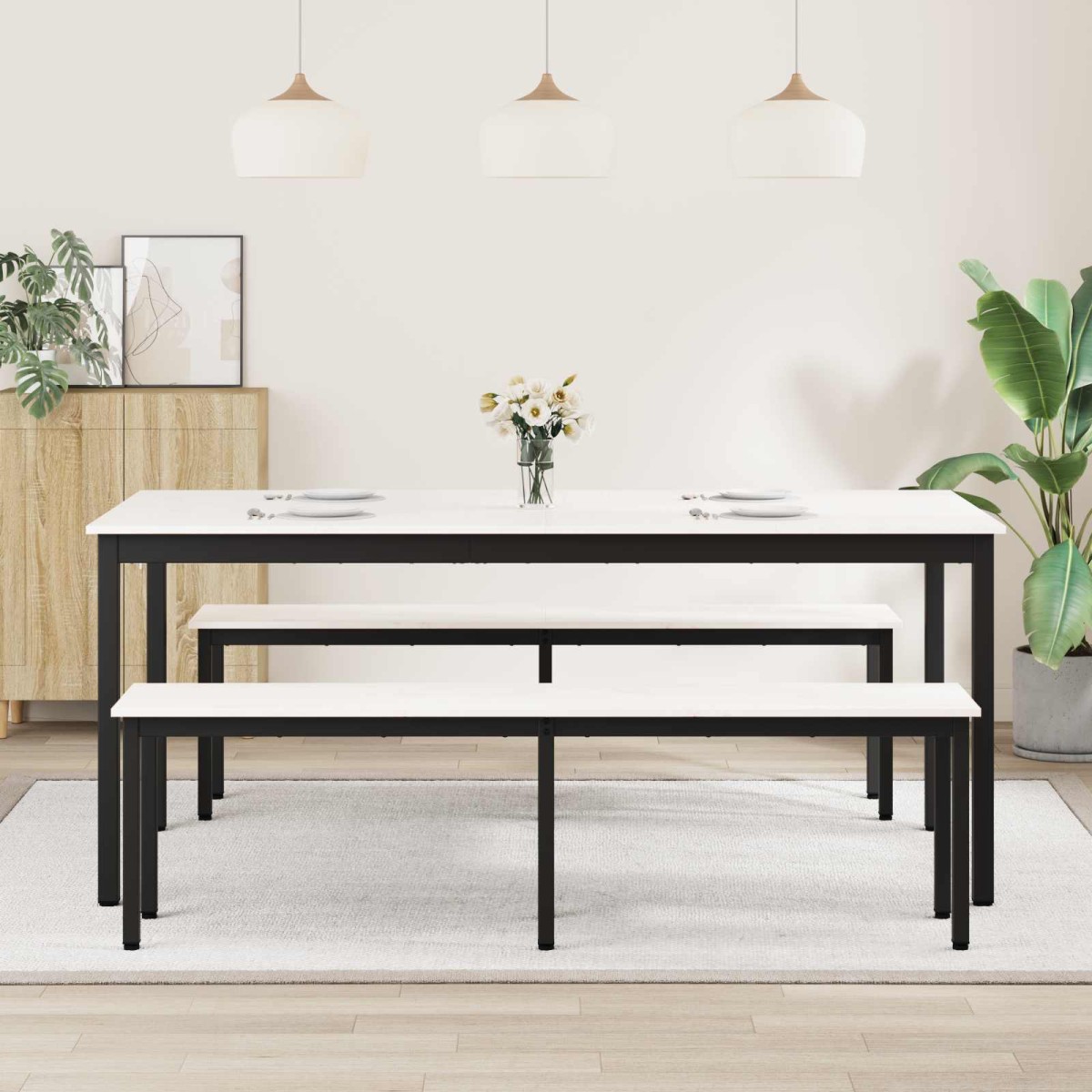vidaXL Τραπεζαρία Λευκό 180 x 90 x 75 cm Στερεά ξυλεία πεύκου