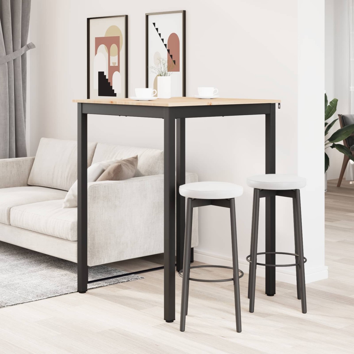 vidaXL Τραπέζι μπαρ Φυσικό 80 x 80 x 105 εκ. Στερεά ξυλεία πεύκου