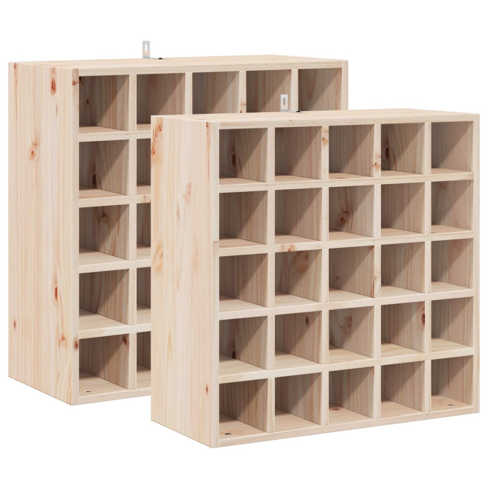 vidaXL Ράφι Κρασιού 2 τεμ. Φυσικό 56 x 25 x 56 cm Στερεά ξυλεία πεύκου