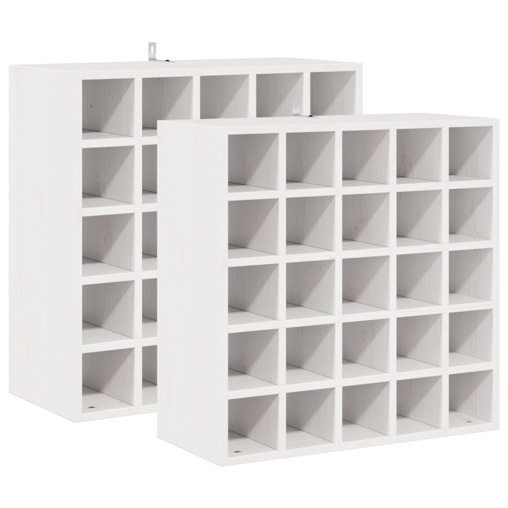 vidaXL Ράφι Κρασιού 2 τεμ. Λευκό 56 x 25 x 56 cm Στερεά ξυλεία πεύκου