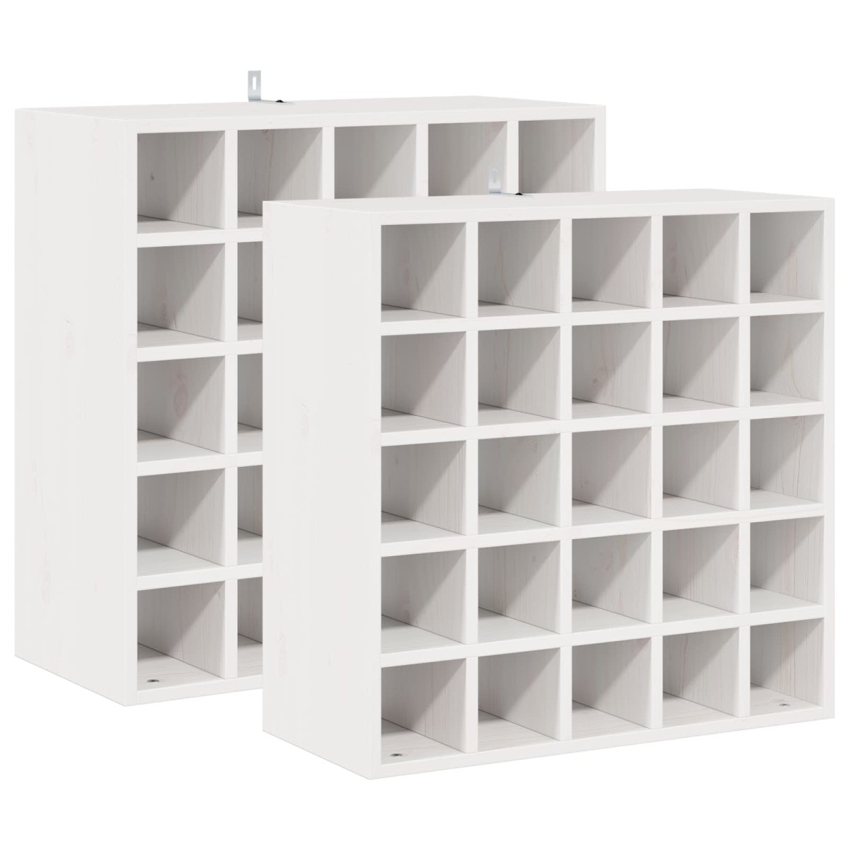 vidaXL Ράφι Κρασιού 2 τεμ. Λευκό 56 x 25 x 56 cm Στερεά ξυλεία πεύκου