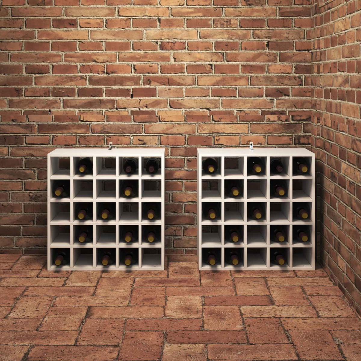 vidaXL Ράφι Κρασιού 2 τεμ. Λευκό 56 x 25 x 56 cm Στερεά ξυλεία πεύκου