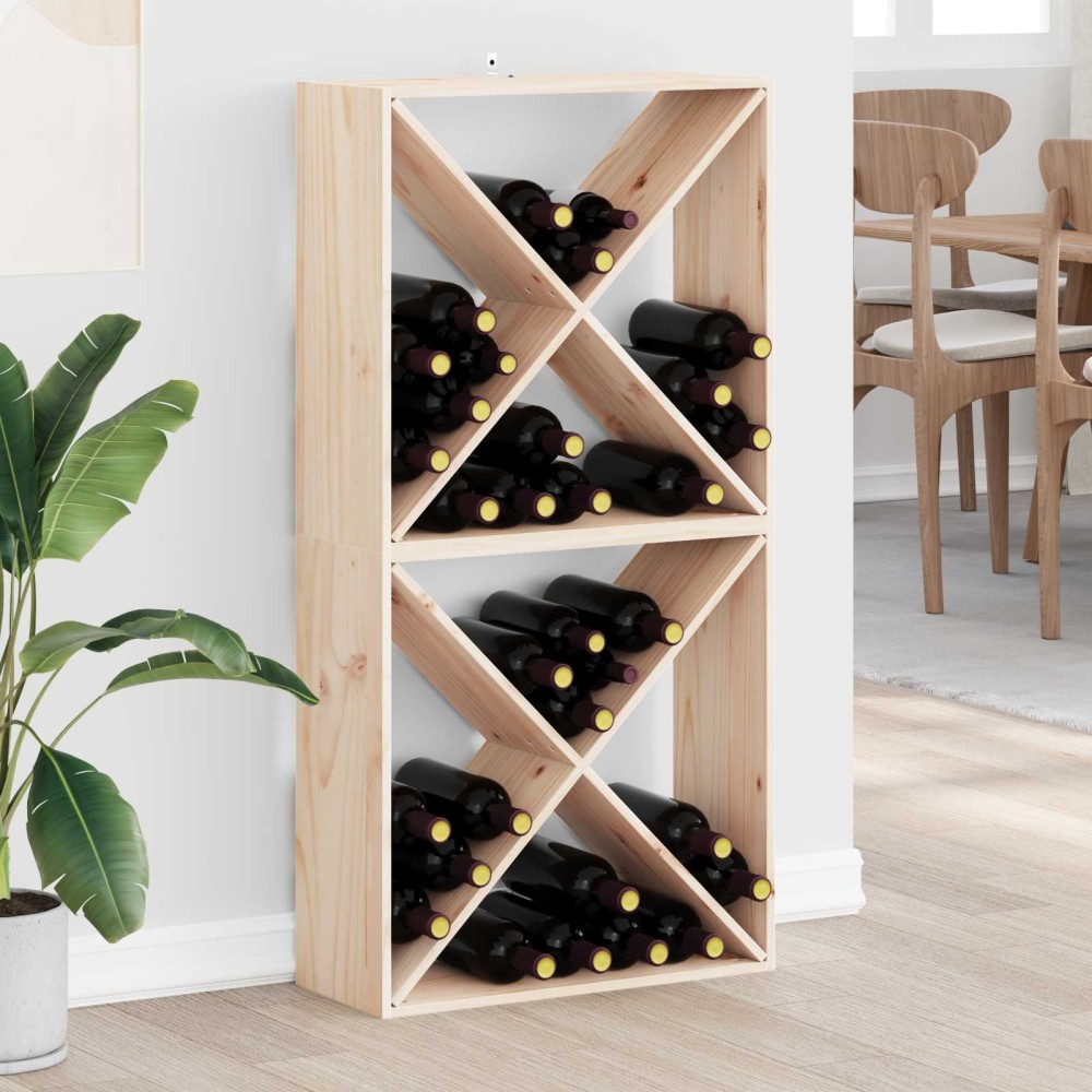 vidaXL Ράφι Κρασιού 2 τεμ. Φυσικό 62 x 25 x 62 cm Στερεά ξυλεία πεύκου