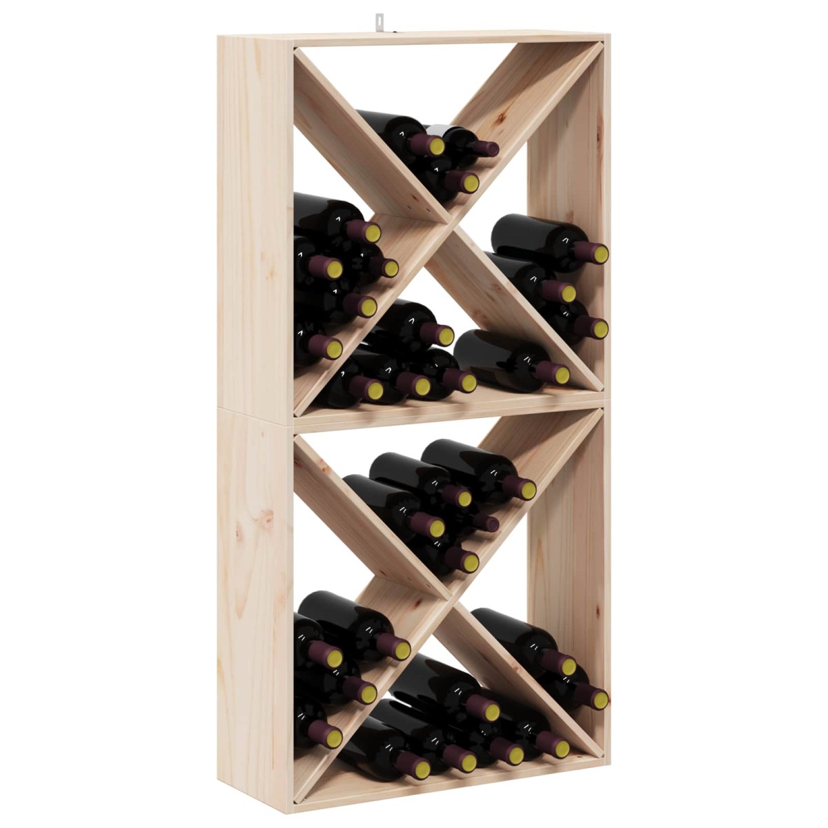 vidaXL Ράφι Κρασιού 2 τεμ. Φυσικό 62 x 25 x 62 cm Στερεά ξυλεία πεύκου