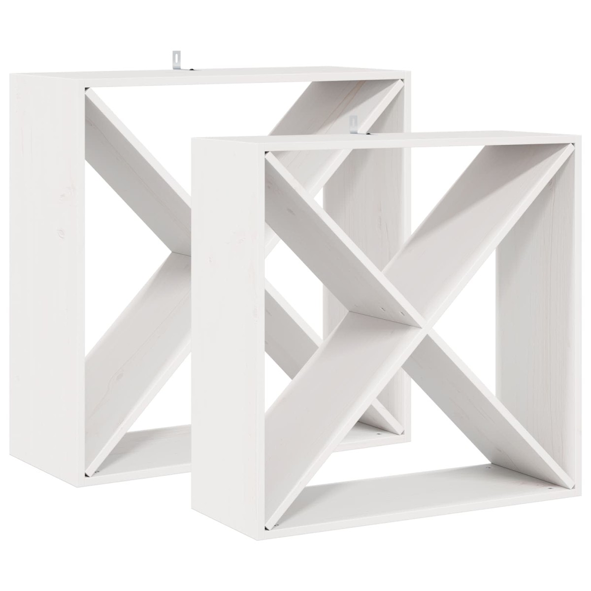 vidaXL Ράφι Κρασιού 2 τεμ. Λευκό 62 x 25 x 62 cm Στερεά ξυλεία πεύκου