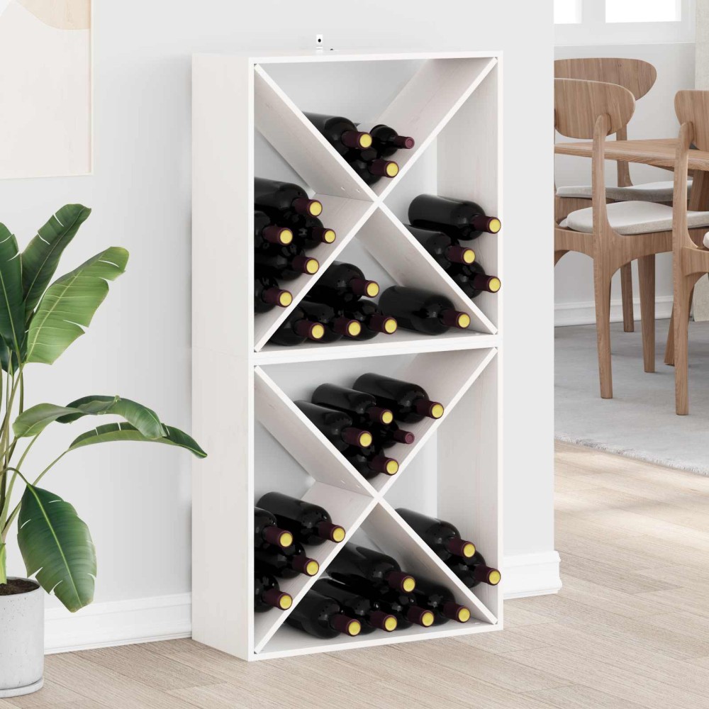 vidaXL Ράφι Κρασιού 2 τεμ. Λευκό 62 x 25 x 62 cm Στερεά ξυλεία πεύκου